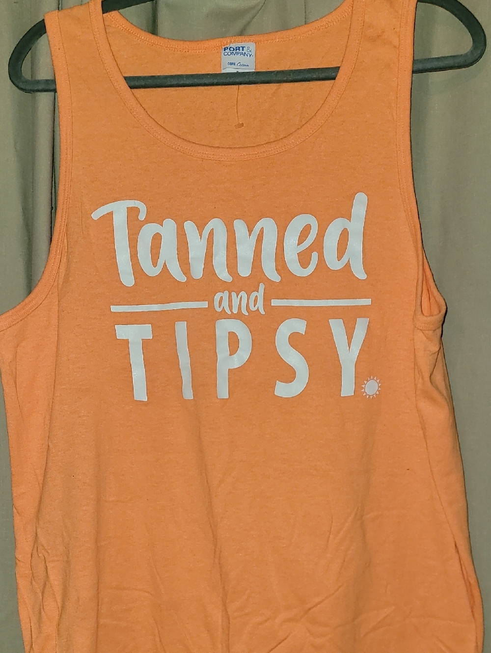 Tanned and Tipsy Orange Scoop Neck Racer Back Tank